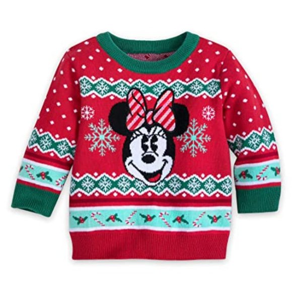 Disney Minnie Mouse Holiday christmas Baby Sweater - Picture 2 of 5